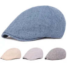Мужские шапки Newsboy для путешествий на открытом воздухе из льна и хлопка, однотонные береты, шапки