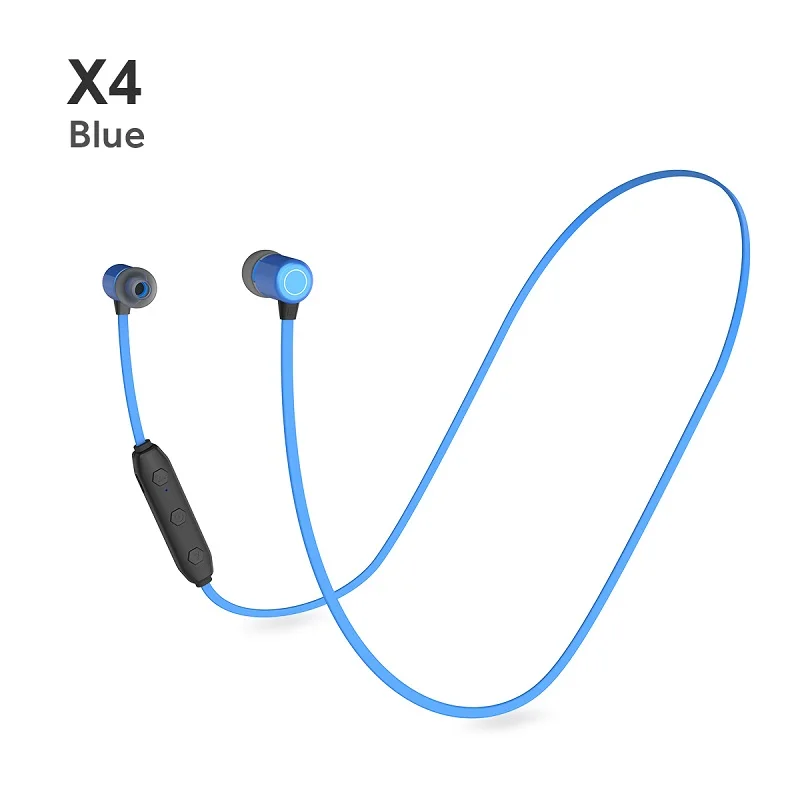 X4 металлический магнит проводные наушники для iPhone11 11Pro Xiaomi T9 HD стерео Беспроводные наушники гарнитуры Спорт 5,0 Bluetooth наушники наушники на магнитах наушники проводные блютуз - Цвет: blue