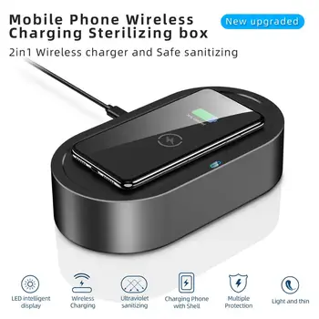 

2 in 1 Wireless Chargeres UV Sanitizers Case simple fast chaegeur montre UV Light Cleaning Box Cellphone Wireless Charger