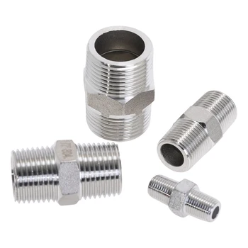 

2pc Pipe Fitting 1/8" 1/4" 3/8" 1/2" 3/4" 1" BSP Hex Nipple Male To Male Thread Threaded Equal Adapter Joint Stainless Steel A2