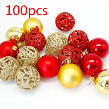 

42/100pcs Hanging Ornament Christmas Tree Christmas Xmas Tree Ball Home Decor Hanging Pendant Home Party Ornament Decor