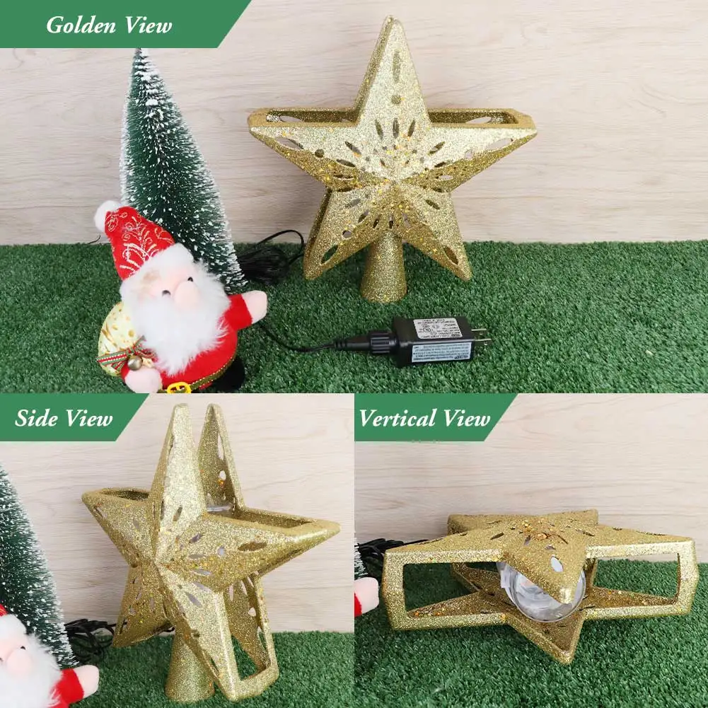 OurWarm, 3D блестящая Звезда, светодиодный, рождественская елка, Топпер, белая Снежинка, проектор, лазерный, Рождественская елка, орнамент для новогодних, вечерние, dec