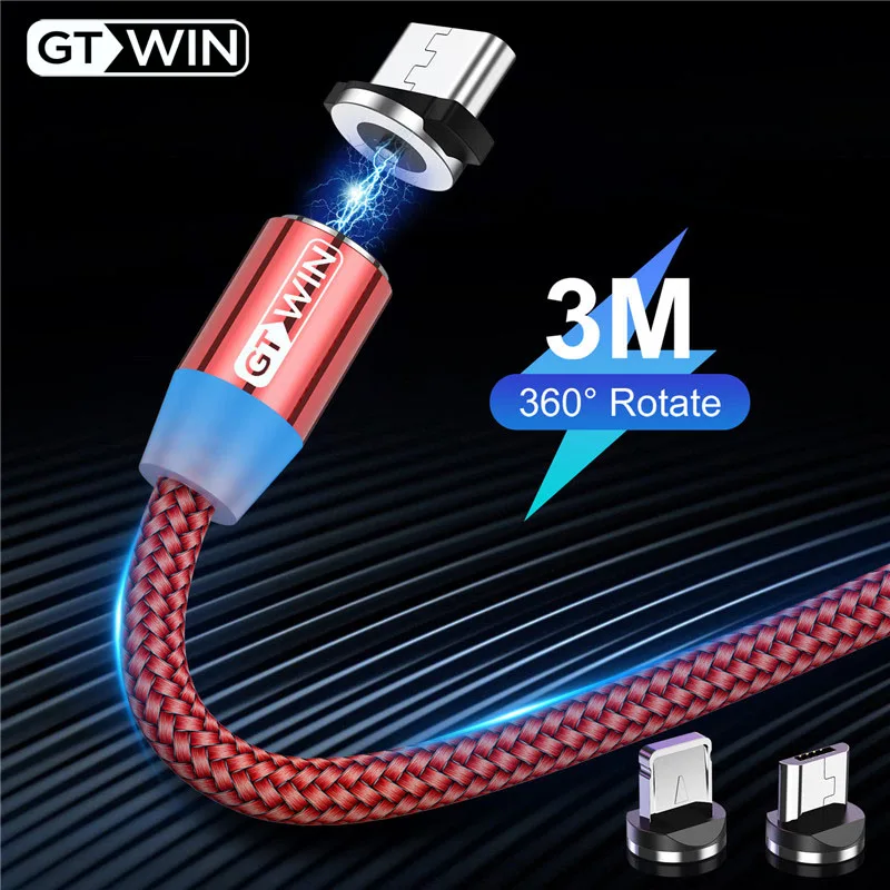 GTWIN магнитное зарядное устройство Micro USB кабель для iPhone samsung Android Быстрая зарядка Магнит usb type C кабель Шнур для мобильного телефона провод