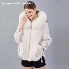 Одержимое лавандой. Новая мода гранулированное кашемировое взрывное пальто, плотное, Дамское, зимнее, большой шерстяной воротник, большой карман