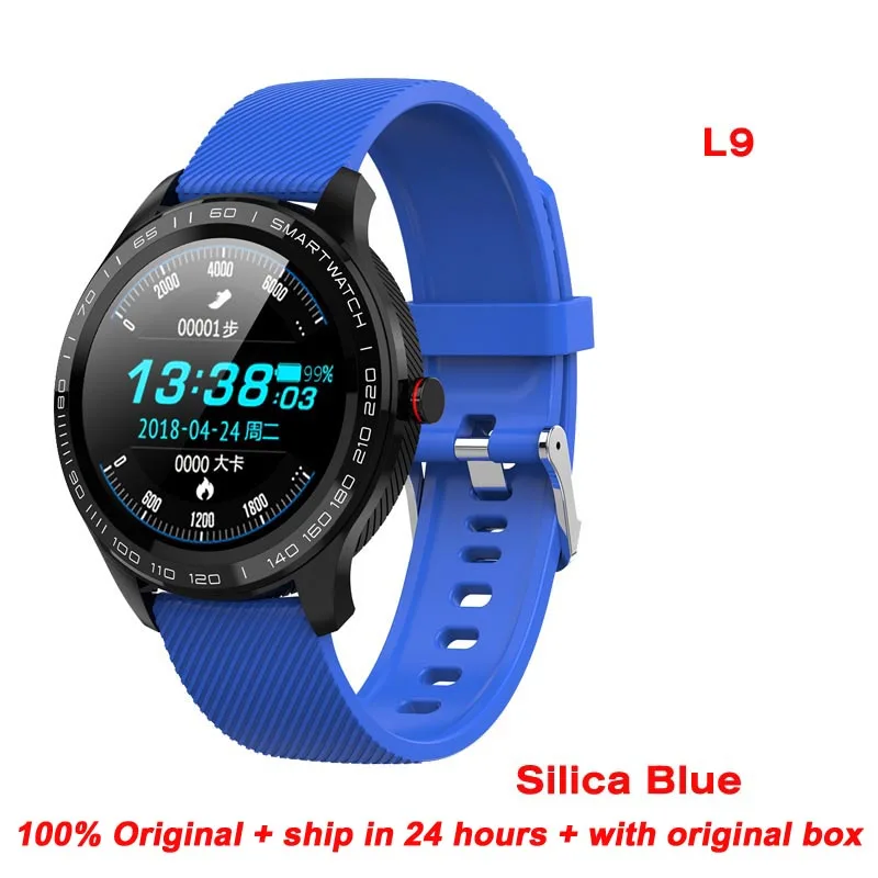 Смарт-часы Greentiger ECG PPG L9, IP68, водонепроницаемые, несколько видов спорта, пульсометр, Bluetooth, умные часы, кровяное давление, кислород, против L5, L7 - Цвет: blue silicone