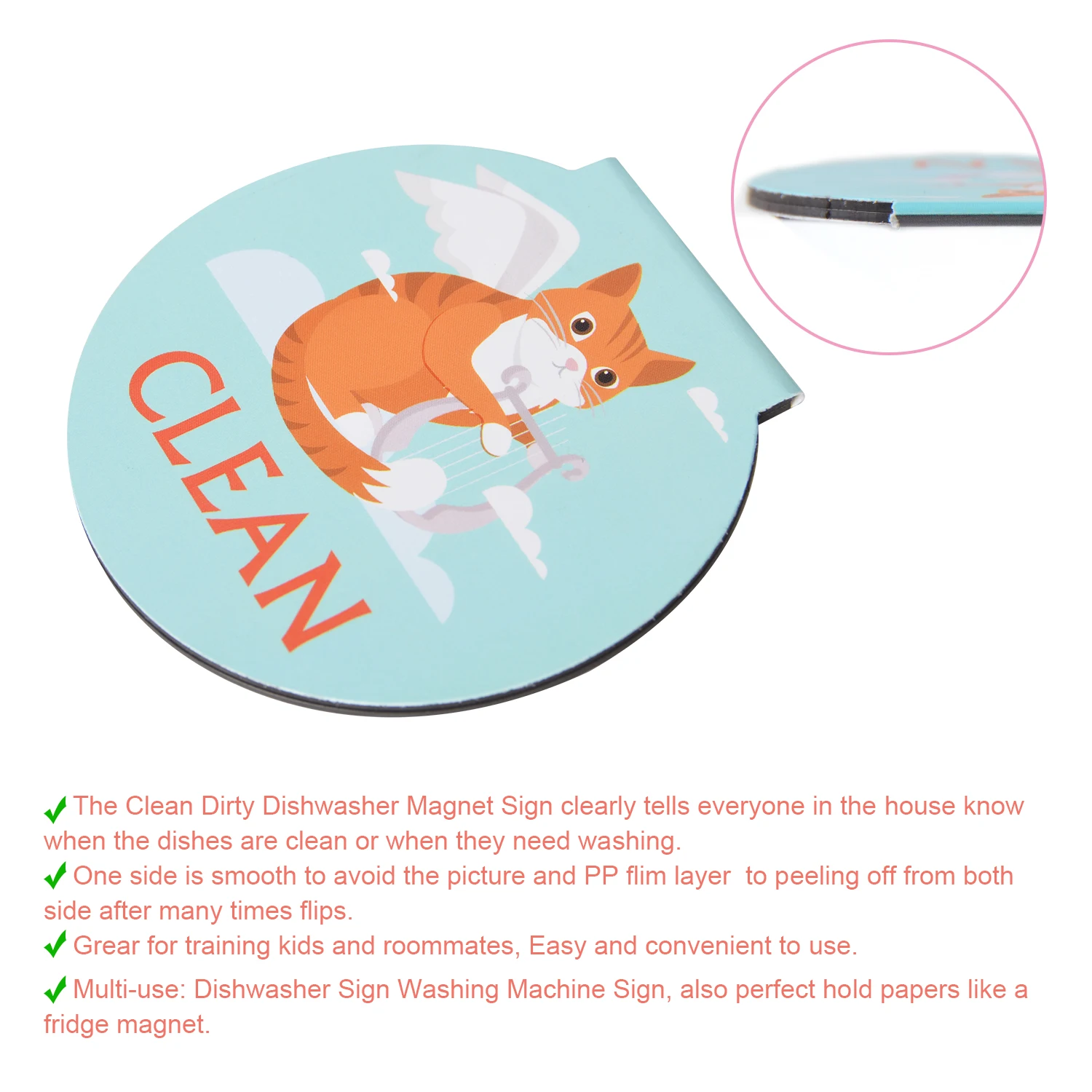 9*8cm Cute cat dog double sided soft magnet "CLEAN DIRTY" sign magnetic sticker for refrigerator dishwasher washing machine