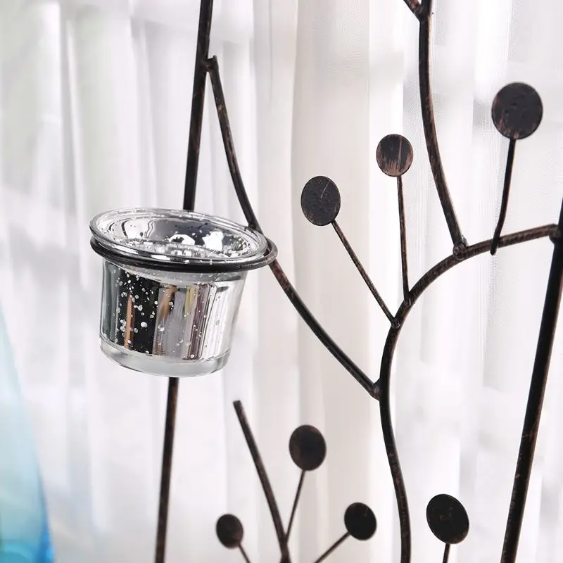 2pcs Metal Iron Candlestick Hanging Wall Sconce Candle Holder Wedding Home Decor