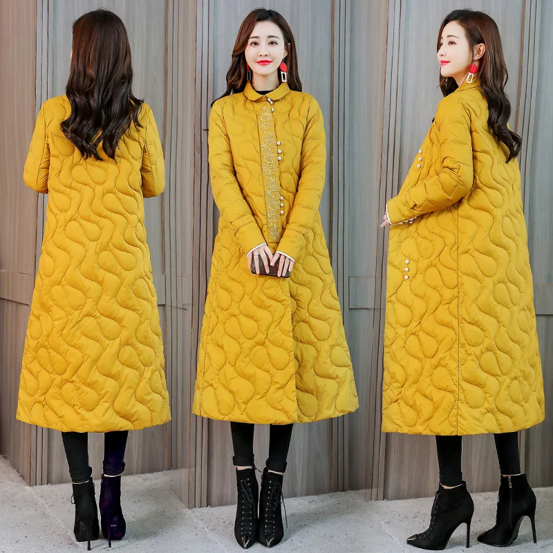 

Thin down Jacket Cotton-padded Clothes Women's Mid-length 2018 Winter New Style Retro National Wind Cotton-padded Clothes over-t