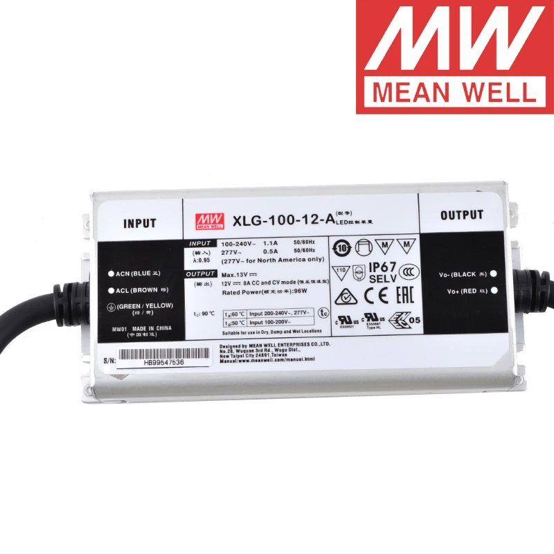 Бренд Mean Well представляет XLG-100-12-A IP67 металлический чехол