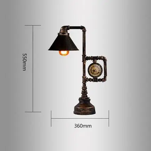 

Loft retro iron desk lamp American rural study bedroom bedside personalized industrial Feng Shui pipe desk lamp