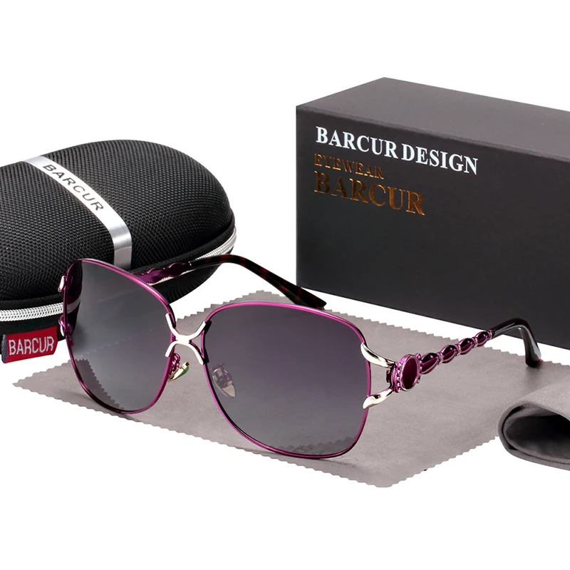 BARCUR новые оттенки Модные солнцезащитные очки для женщин Поляризованные солнцезащитные очки для женщин роскошный дизайн Женская трендовая стильная - Цвет линз: Purple