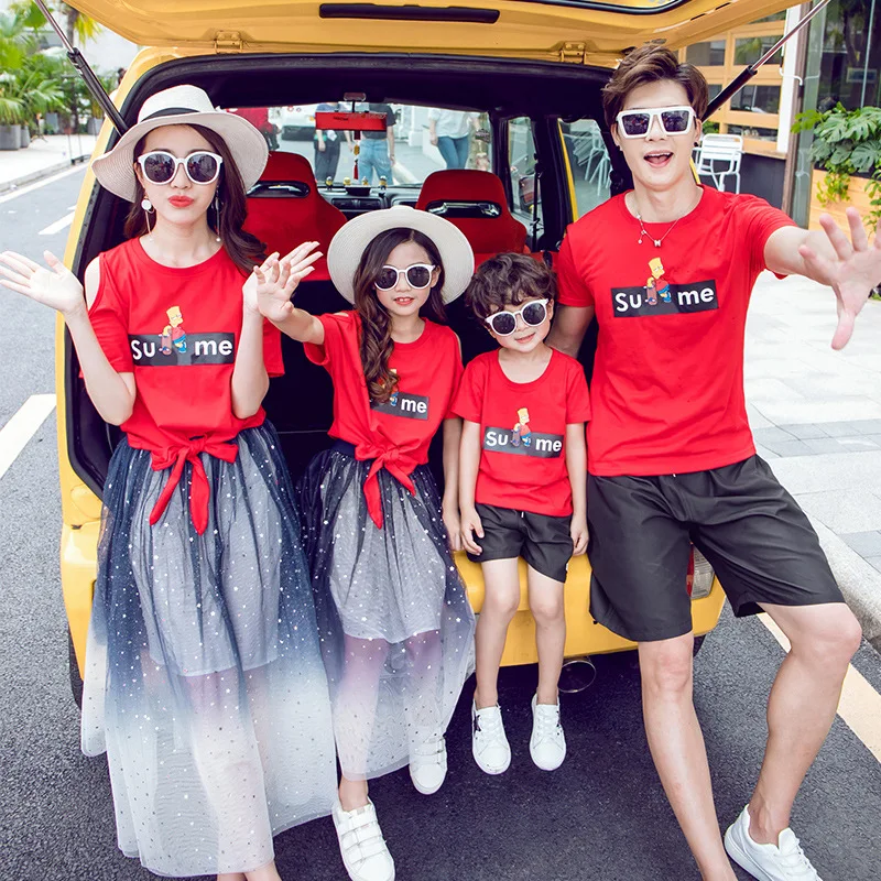 

Mother Daughter Dresses Family Matching Shirts Mom and Daughter Dress Dad and Son Clothes Summer Kids Women Pregnancy Clothes