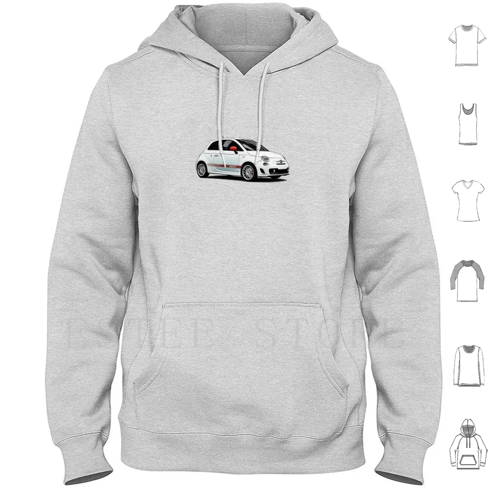 Abarth 500 Cartoon Felpe Con Cappuccio Manica Lunga Auto V8 V10 V12 Cool Flag Engine Racing Sports Pagani Automotive Carino