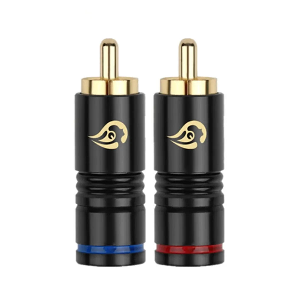 Speaker RCA Male Connector Terminals 24K Gold Carbon Fiber Plated Copper HIFI Adapter Jack Locking Audio Plug Lotus Socket | Электроника