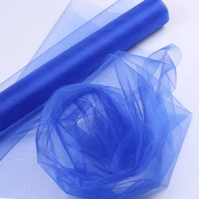 Royal blue 48 см x 5 м/10 м/15 м органза Кристальный Тюль Детская ванна Снежная пряжа для свадьбы Рождество День рождения DIY вечерние украшение арки - Цвет: Royal blue