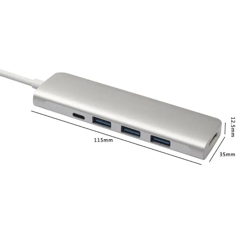 5 в 1 тип-c концентратор USB-C к HDMI 3xUSB3. 0 PD зарядное устройство кабель переходника провода для Google Chromebook Pixel lenovo 900/910/720