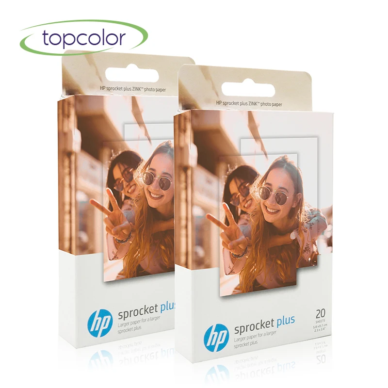 

Topcolor for HP Sprocket Plus Zink Photo Paper 40 Sheets 2.3x3.4 inch Mobile Phone Photo Printing Sticker Peel Photo Paper 2 Box