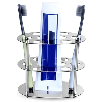 

Stainless Steel Toothpaste Toothbrush Holder Bathroom Wall-Mounted Hand Washing Table Storage Rack Multi-Function