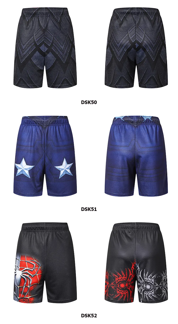 Shorts esportivos masculinos marvel, novidade, calções de