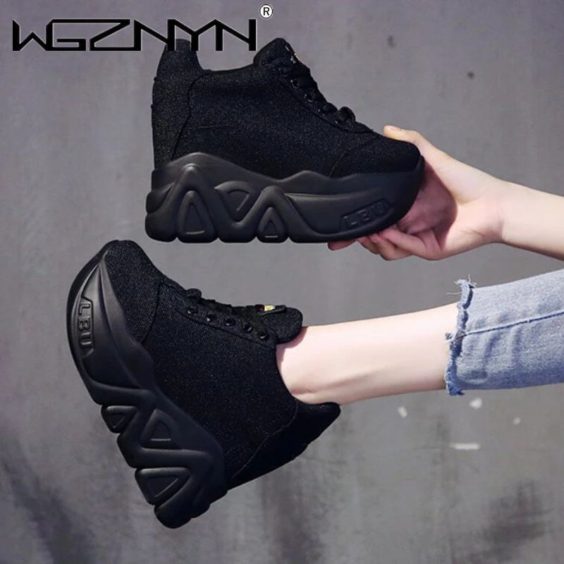 Sneakers Women Shoes Ankle-Boots Platform Basket Height High-Top Chaussures Increase