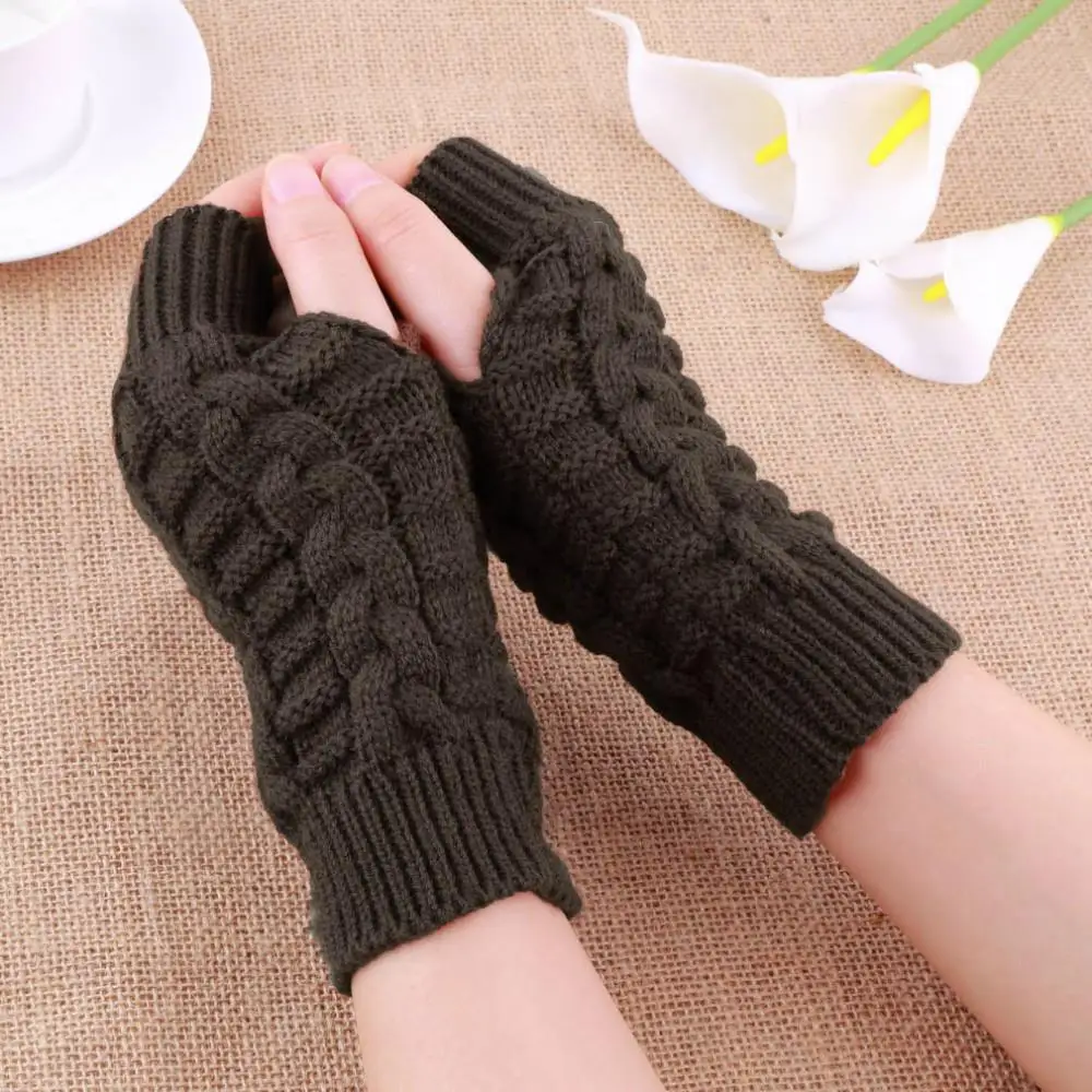 Женские теплые вязаные зимние перчатки без пальцев, мягкие вязаные перчатки для женщин и мужчин, красивые стильные рукавицы женские перчатки