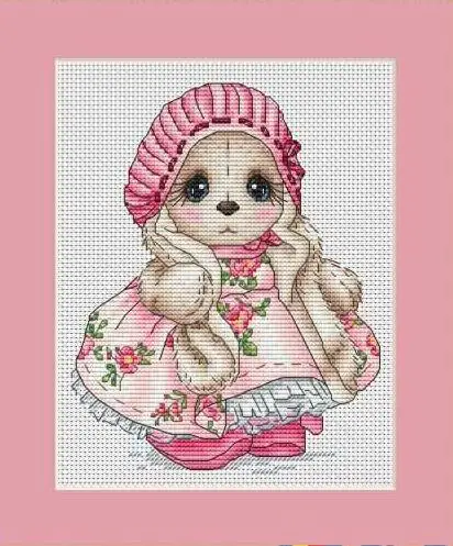 Rabbit styles cross stitch kit Animal cotton thread 14ct canvas stitching embroidery DIY - Цвет: Розовый