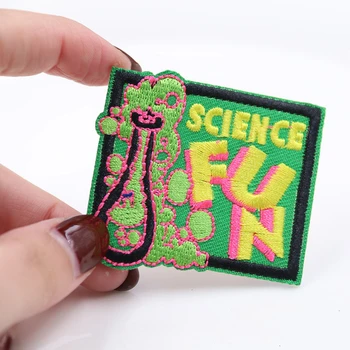 

Cartoon Science Fiction Letter Embroidered Iron on Fun Burette Patch Ironing Clothing Sewing Supplies Decor Patches For Clothing