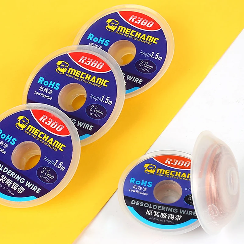 MECHANIC Desoldering Wire Solder Wick Tin Remover 1.5m Length Desoldering Braid PCB Welding Rework Tool 5pcs/lot solder remover soldering wire desoldering braid soldering repair tool soldering tin wire welding wires desoldering mesh braid