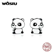 WOSTU 925 пробы серебряные серьги-гвоздики с милой пандой для женщин и девушек милые маленькие серьги модные серебряные 925 ювелирные изделия CTE252