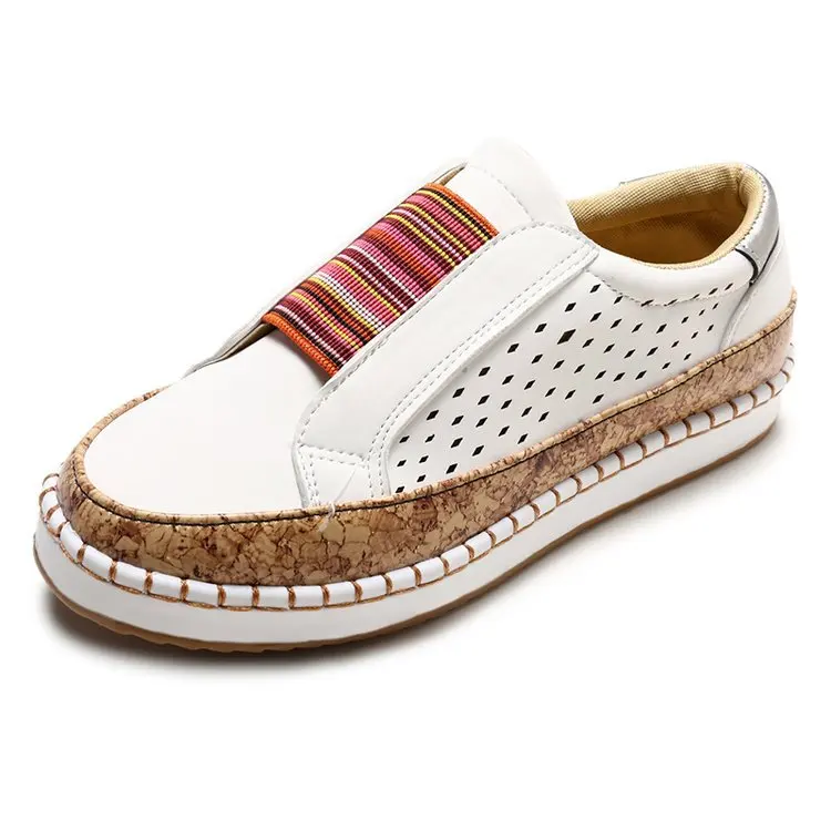 

2019 autumn New arrival flat bottom breathable hollow Female shoes Fashion stitching British women's sneakers Large size 35-43
