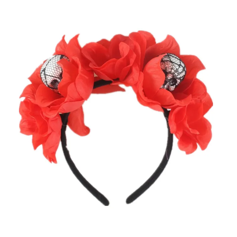 Momentum Brands Day The Dead Flower Headband Skulls Costume Accessory red