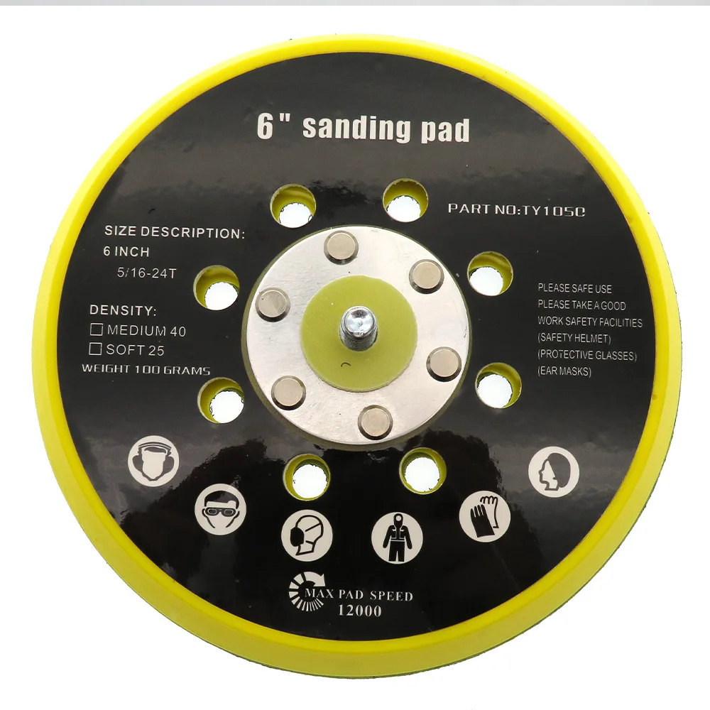 6 Inch 150MM 17 Hole Sanding Pad Sanding Disc Backing Pad M8 Thread Hook & Loop Dust Free Abrasive Power Tools Accessories