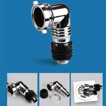 

Washing Machine Sewer Universal Fit Sealing Ring Floor Drain Joint Special Elbow Connector Chrome Plated Pipe Washbasin Home