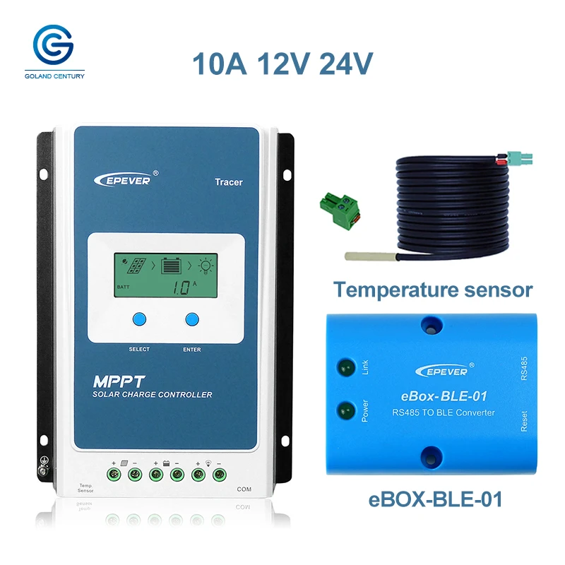 Контроллер солнечной батареи EPever MPPT Tracer1210AN 10A 12 в 24 В регулятор энергии с датчиком