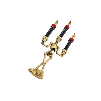 

Skull Candle Light 3-Arm Skeleton Candle Light Stand For Halloween Party Bar Home Holiday Supplies Decorations Light Stand