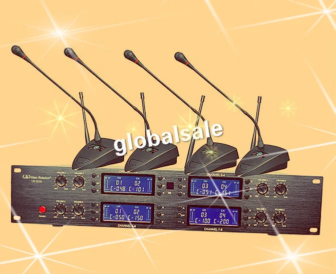 UR-8008 8-канальный видеорегистратор для Конференции Беспроводной настольный микрофон Системы для конференц-зала Шум шумоподавления частоты регулировки