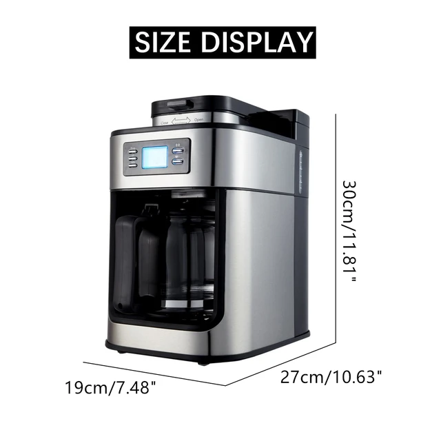 1000W Electric Coffee Maker Machine Fully-Automatic Drip Coffee Maker Tea Coffee Pot Barista Home Kitchen Appliance 1200ml 220V 6