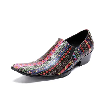 

Shoes Toe Casual British Style Shoes Genuine Leather Male Loafers Pointed Metal Cow Leather Slip-on Rubber Full Grain Leather