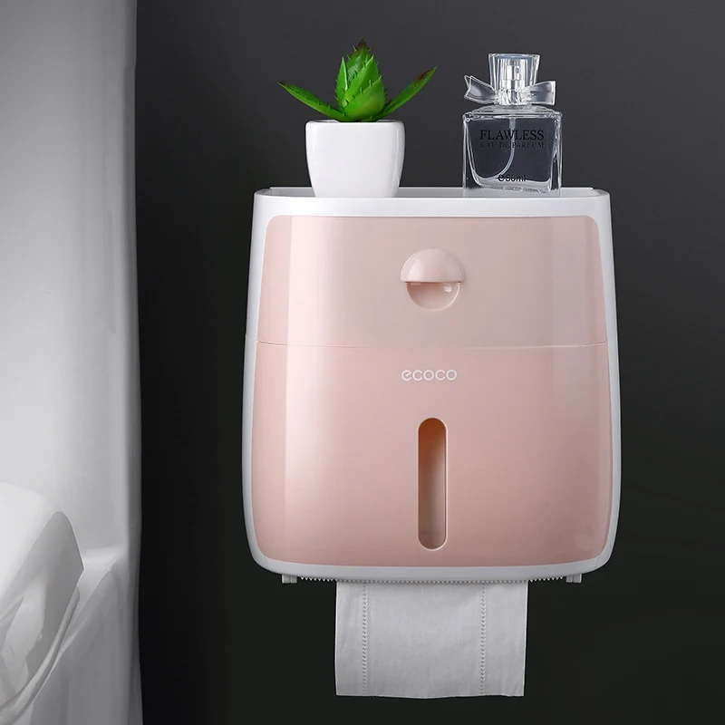 ONEUP портативный держатель для туалетной бумаги пластиковый водонепроницаемый диспенсер для бумаги для туалетной бумаги домашний ящик для хранения аксессуары для ванной комнаты - Color: D-Pink
