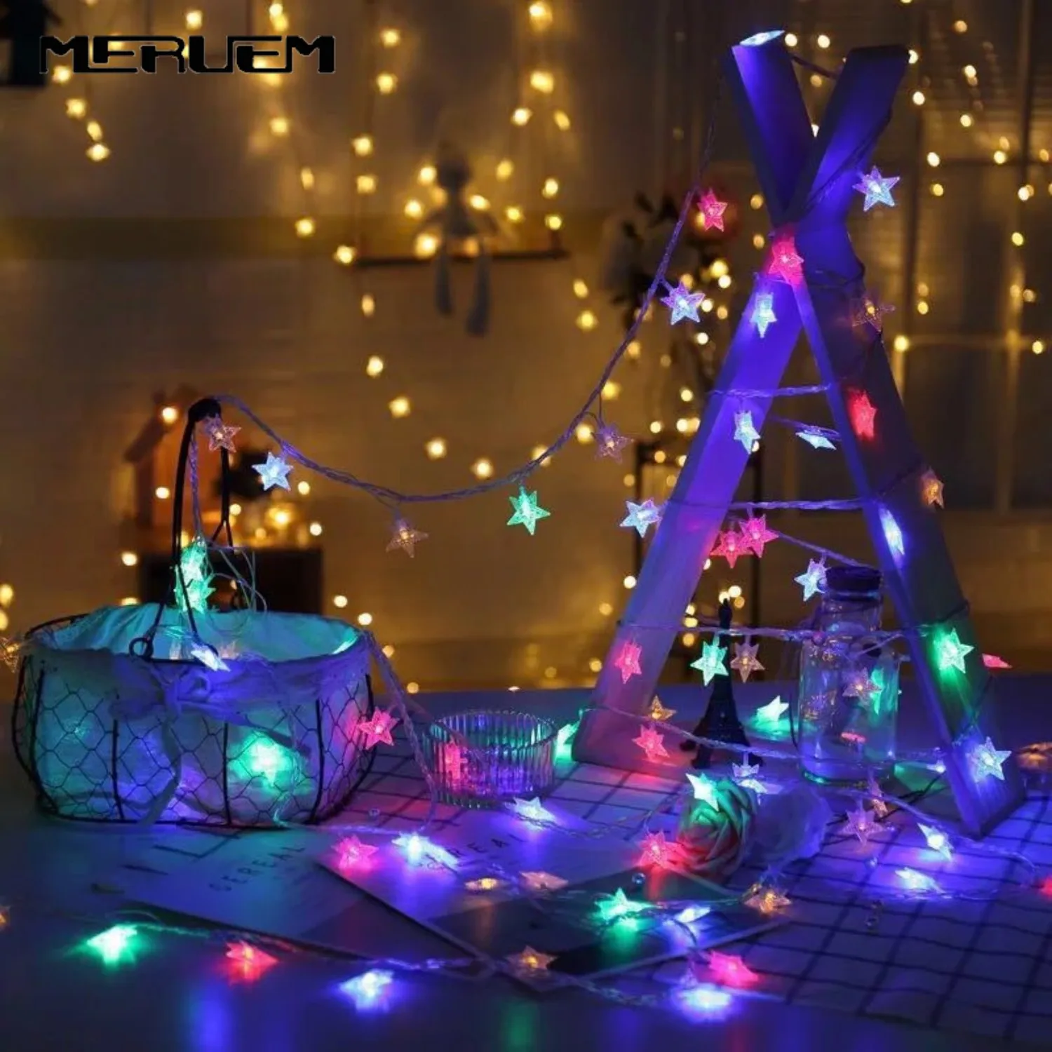 

10/20/30/40 LED Star Shaped Fairy String Lights Battery Operated Holiday Christmas Party Wedding Decoration Fairy Twinkle Lights