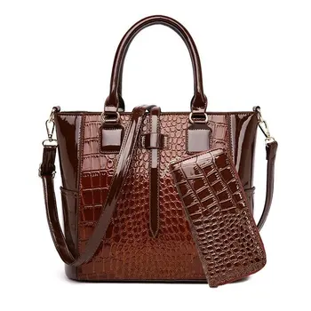 

Bags for Women 2020 Patent Leather Crocodile Pattern Handbag Luxury Handbags Women Bags Designer Fashion Shoulder Bag