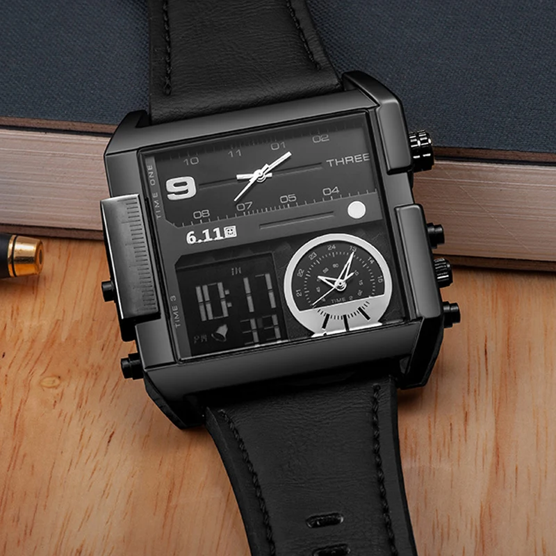 6,11 Элитный бренд квадратный часы моды несколько раз мужские часы светодиодный часы 30 м Водонепроницаемый цифровой спортивные часы (1 Белый