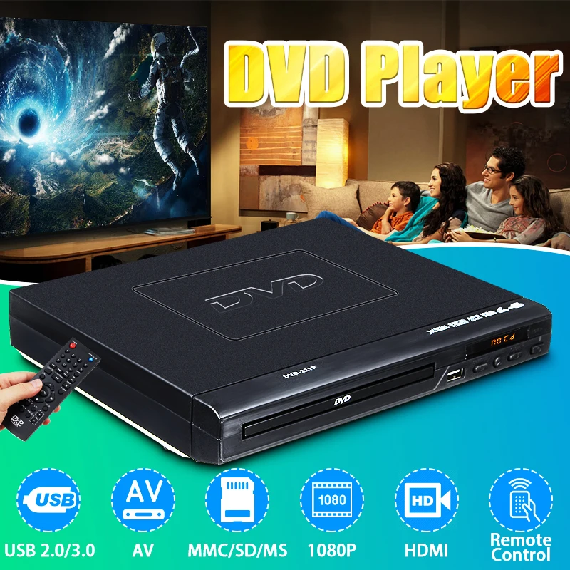 

110V-240V HDMI 1080p Mini DVD Player USB/AV Portable Multiple Playback ADH DVD CD SVCD VCD MP3 JEPG JPEG Home Theatre System