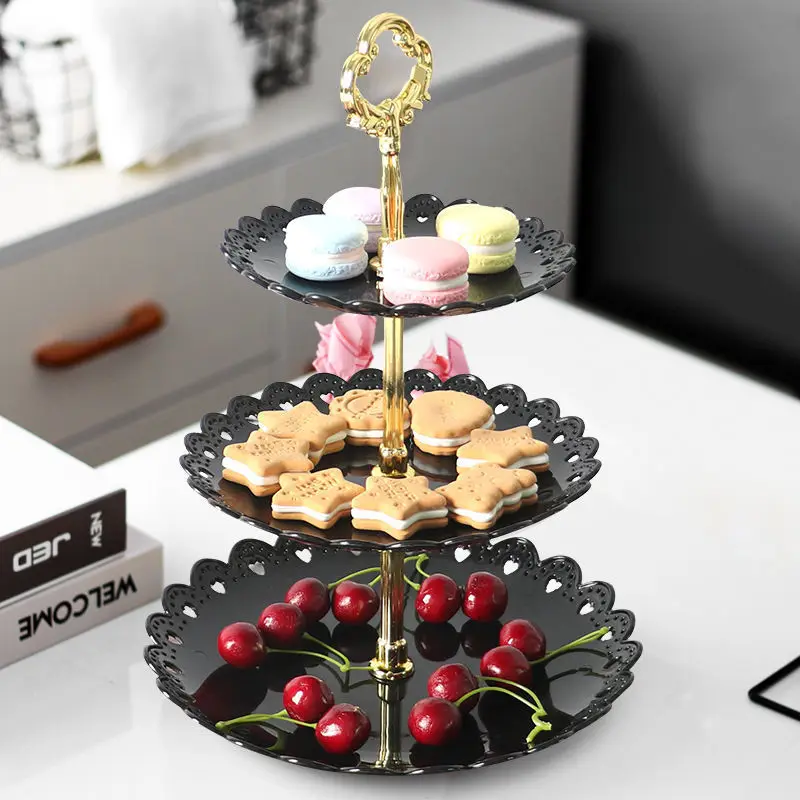 

Kitchen Fruit Cake Plate Accessories Three-layer Stand Dessert Storage Rack Home Party Birthday Cake Sweets Tray Organizer
