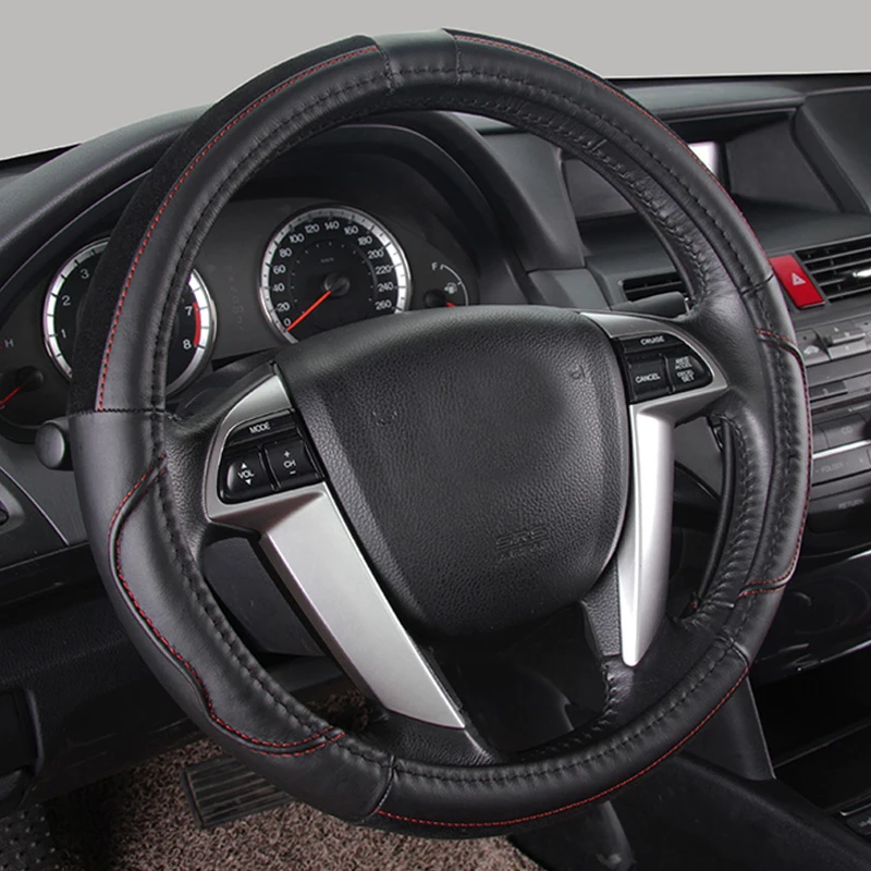 Удобная Кожаная оплетка на руль подходит для Lincoln MKC MKZ MKT MKX Φ 15 дюймов диаметр 38 см