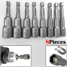 Многоразовые 8 шт. набор шестигранные магнитные аксессуары Гайка Драйвер гнездо метрический ударный сверло 6 мм до 13 мм товары для домашнего сада
