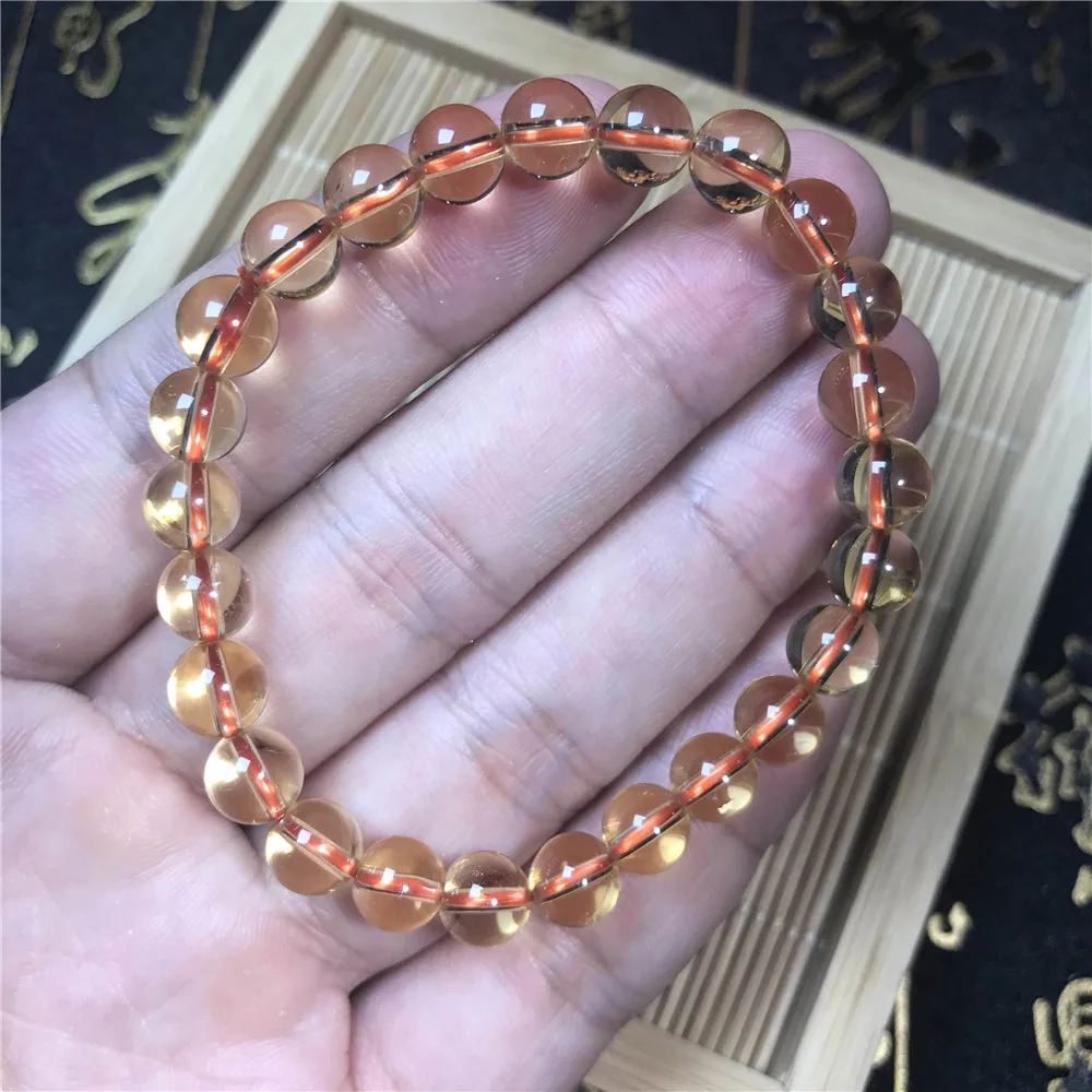 

7mm Natural Yellow Citrine Quartz Bracelet For Women Clear Crystal Round Beads Stone Stretch Fashion Bracelet Jewelry AAAAA