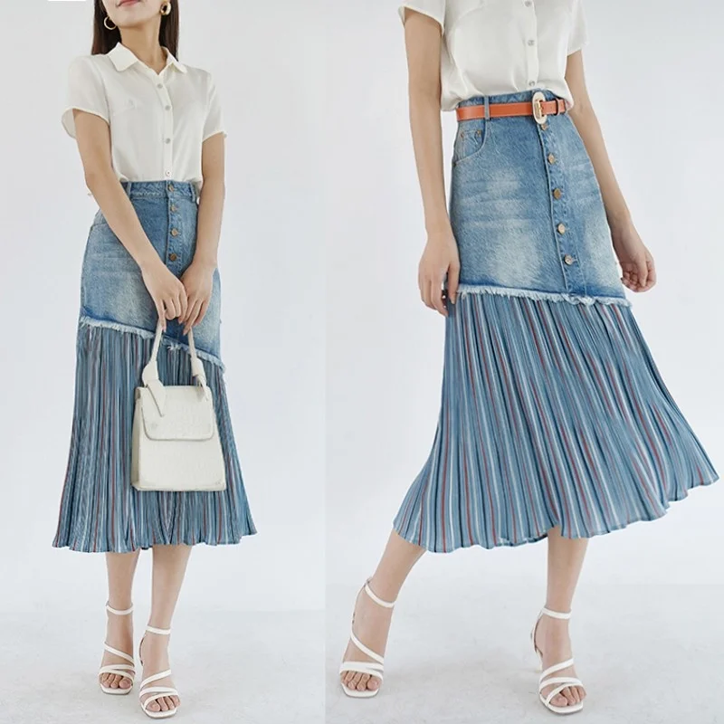 

Женская плиссированная юбка, элегантная Летняя Повседневная офисная юбка с высокой талией в Корейском стиле, 2022