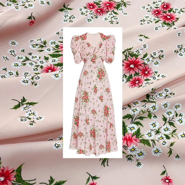 Tela de poliéster con estampado de flores rosas, ropa de mujer, telas de  camisa, venta al por mayor, costura de vestido por metro - AliExpress