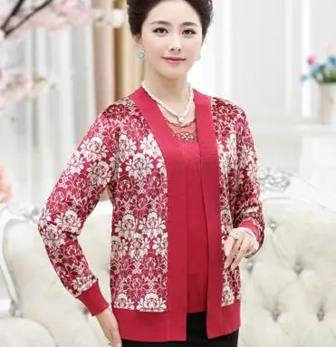 Винтажный женский свитер, осень, Женский трикотажный кардиган из двух частей, кружевной женский свитер с длинным рукавом размера плюс, S233